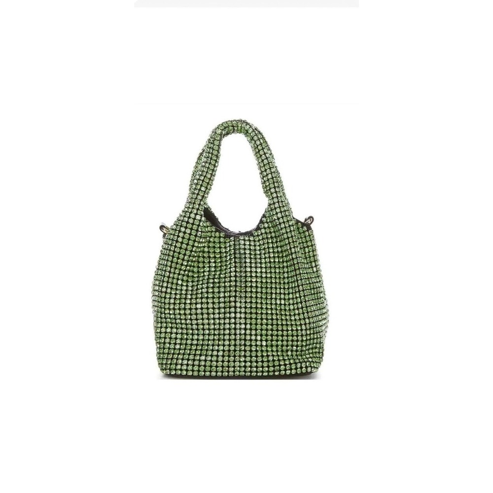 Hand Bag Crystal Bucket  In Emerald, Mini Elegant